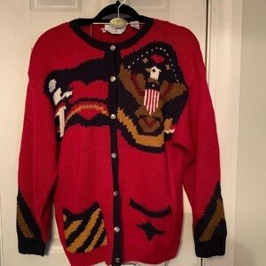 Jayson Younger Patriotic "USA Eagle" Sweater/Cardigan Size M